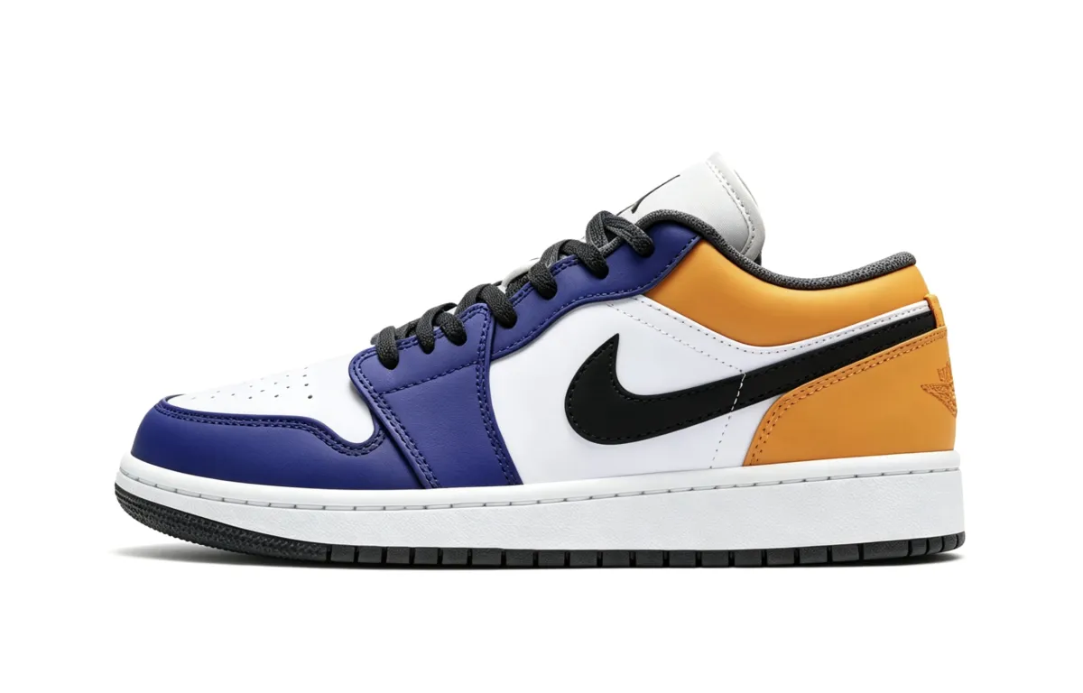 Jordan Air Jordan 1 Slip Resistant Cushioning Low top Skateboard Shoes Unisex Blue Yellow White