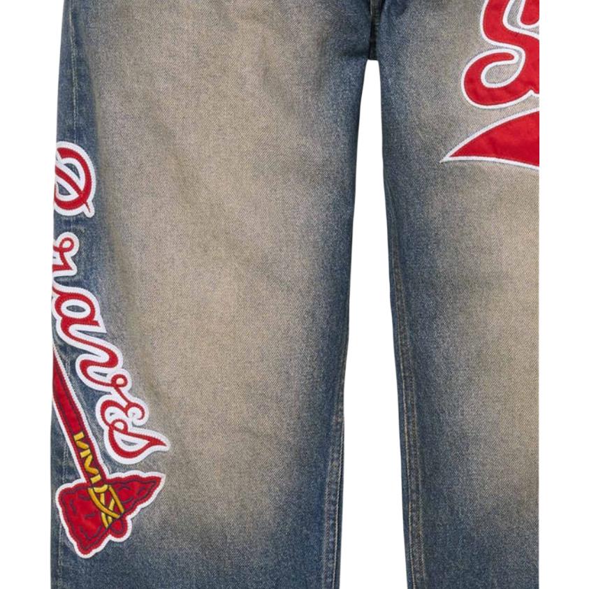 Джинсы Supreme × Mitchell & Ness SS26 Week13 Atlanta Braves Loose Fit Jean (синие) — фото 5