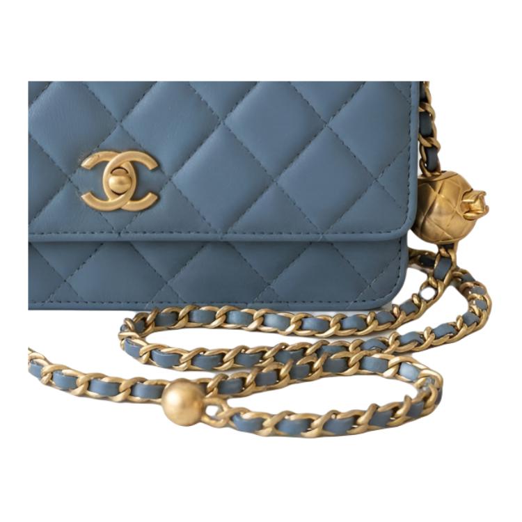 Женская сумка Chanel WOC (голубая) — фото 2