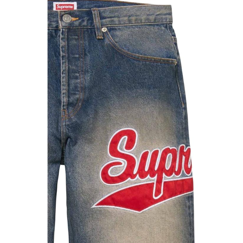 Джинсы Supreme × Mitchell & Ness SS26 Week13 Atlanta Braves Loose Fit Jean (синие) — фото 4