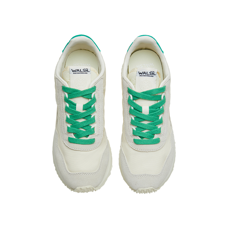 Norman Walsh Esl Lite Collection Vintage Jogging Butter Suede, Textile Low top Casual Shoes Unisex Beige White Green