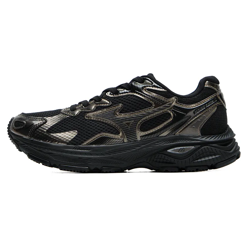 Mizuno Racer S Mesh Abrasion Resistant Breathable Low top Running Shoes Unisex Black Gold