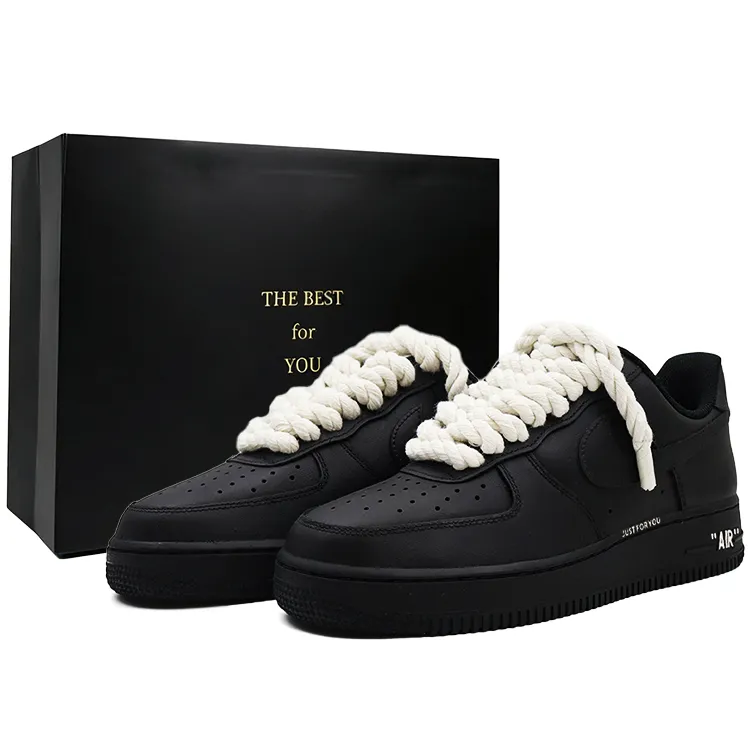Nike Air Force 1 Slip Resistant Abrasion Resistant Low top Skateboard Shoes Unisex Black White