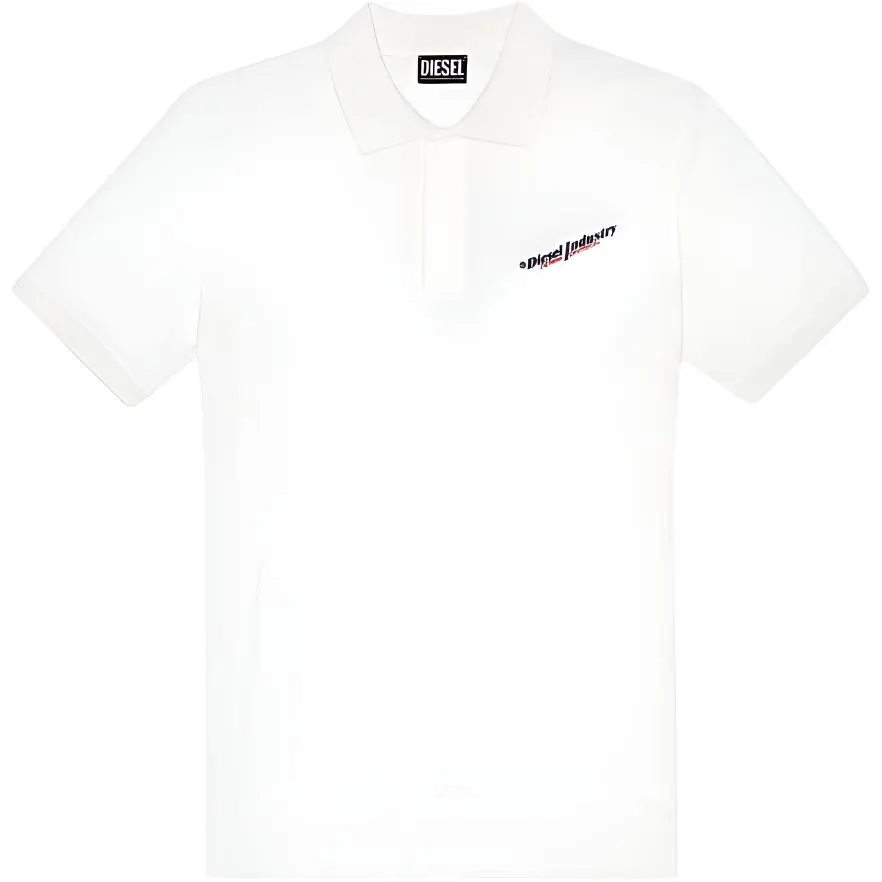 DIESEL Polo Shirts Men's White Lapel Moderate Straight Fit