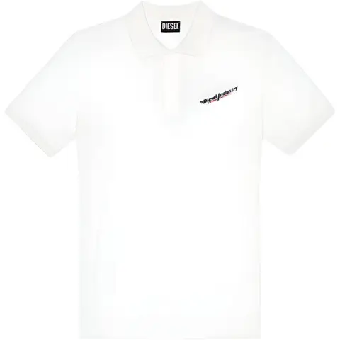 DIESEL Polo Shirts Men's White Lapel Moderate Straight Fit