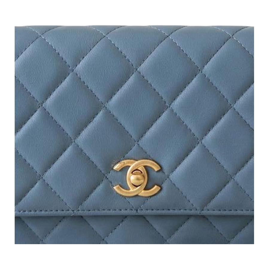 Женская сумка Chanel WOC (голубая) — фото 3