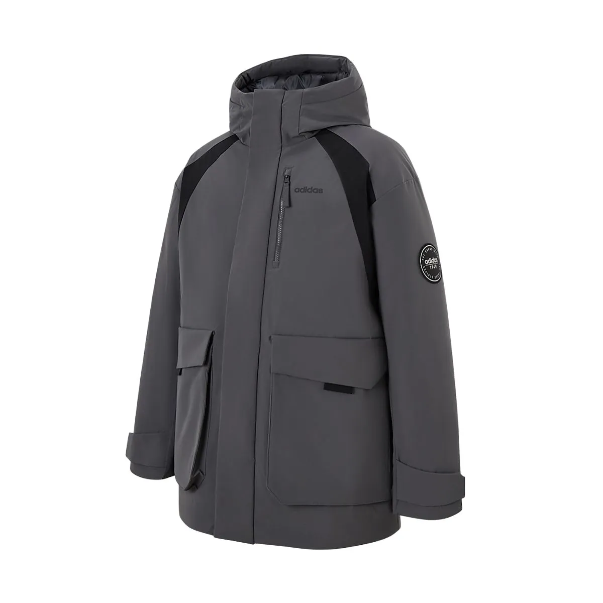 Adidas Down Jackets Men's Dark Gray Hooded (Non-detachable) Moderate Straight Fit