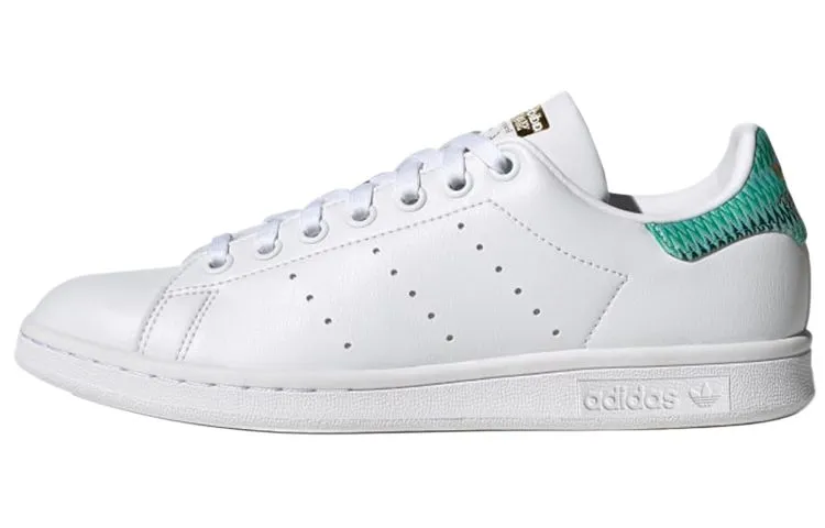 Adidas Originals Stan Smith Synthetic Leather Slip Resistant Low top Skateboard Shoes Women's White Gold Green