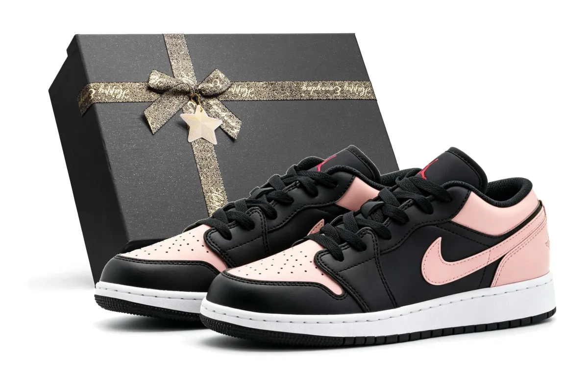 Jordan Air Jordan 1 Box Low top Vintage Basketball Shoes Unisex Black Pink