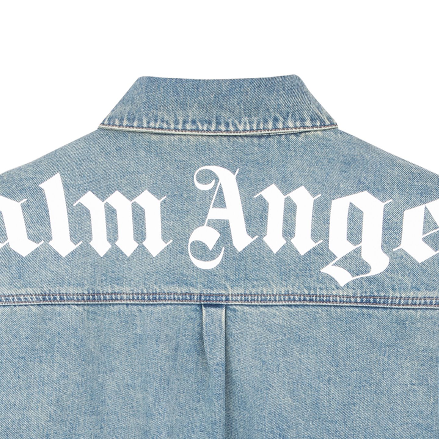 Рубашка PALM ANGELS SS26 logo (голубая) — фото 9