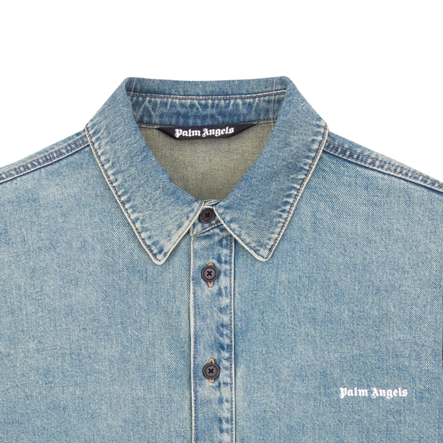 Рубашка PALM ANGELS SS26 logo (голубая) — фото 8
