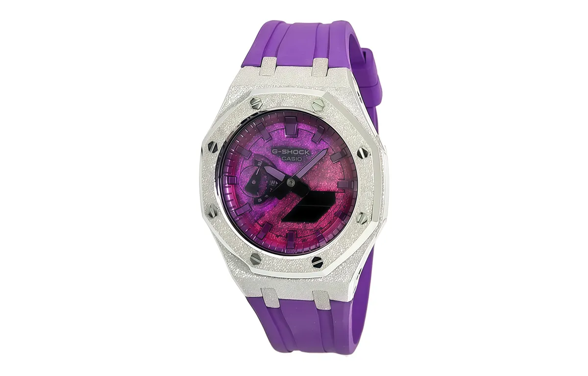 CASIO Men Liquid Crystal/Analog Dual Display Series 44mm Purple Watch