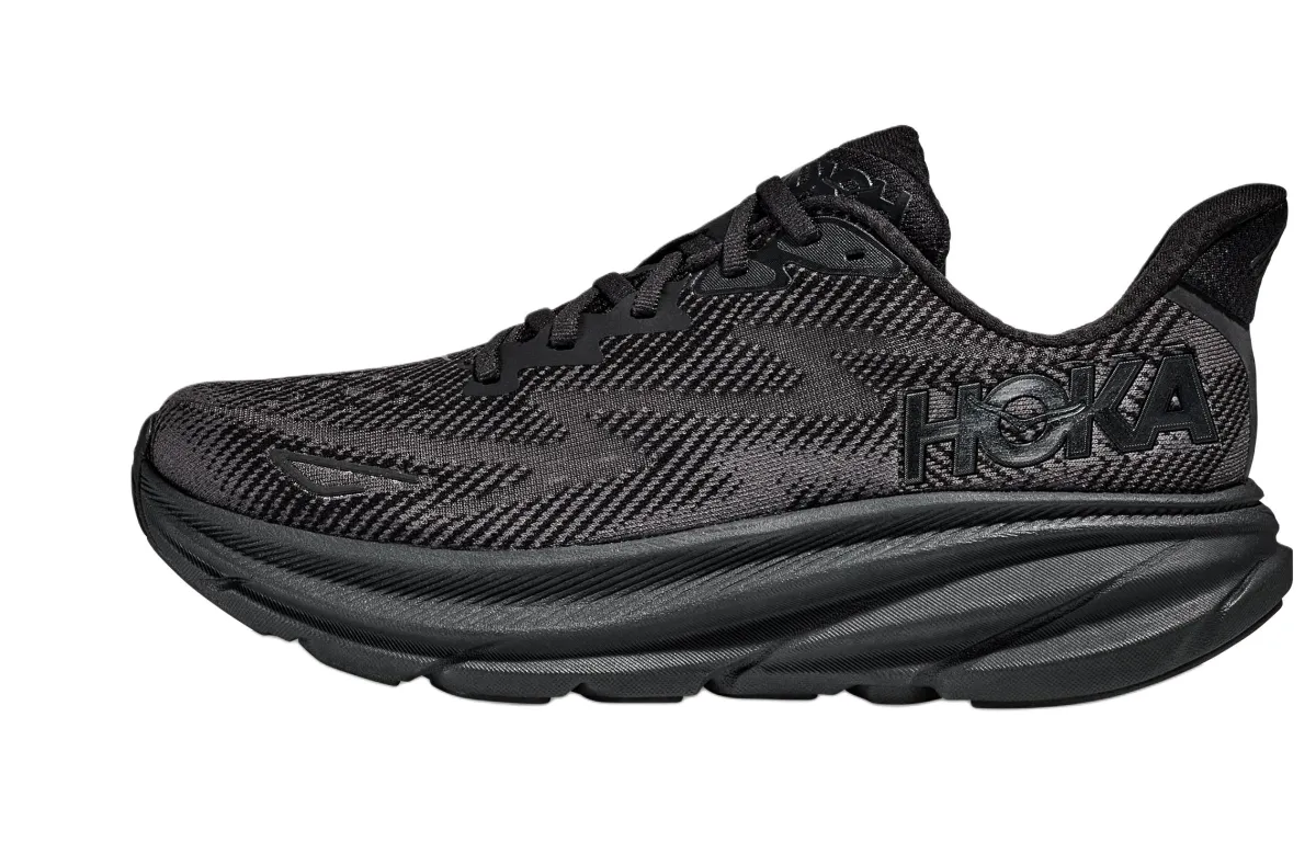 HOKA ONE ONE Clifton 9 Fabric Low top Marathon Training Long Distance Running Shoes Women's Black