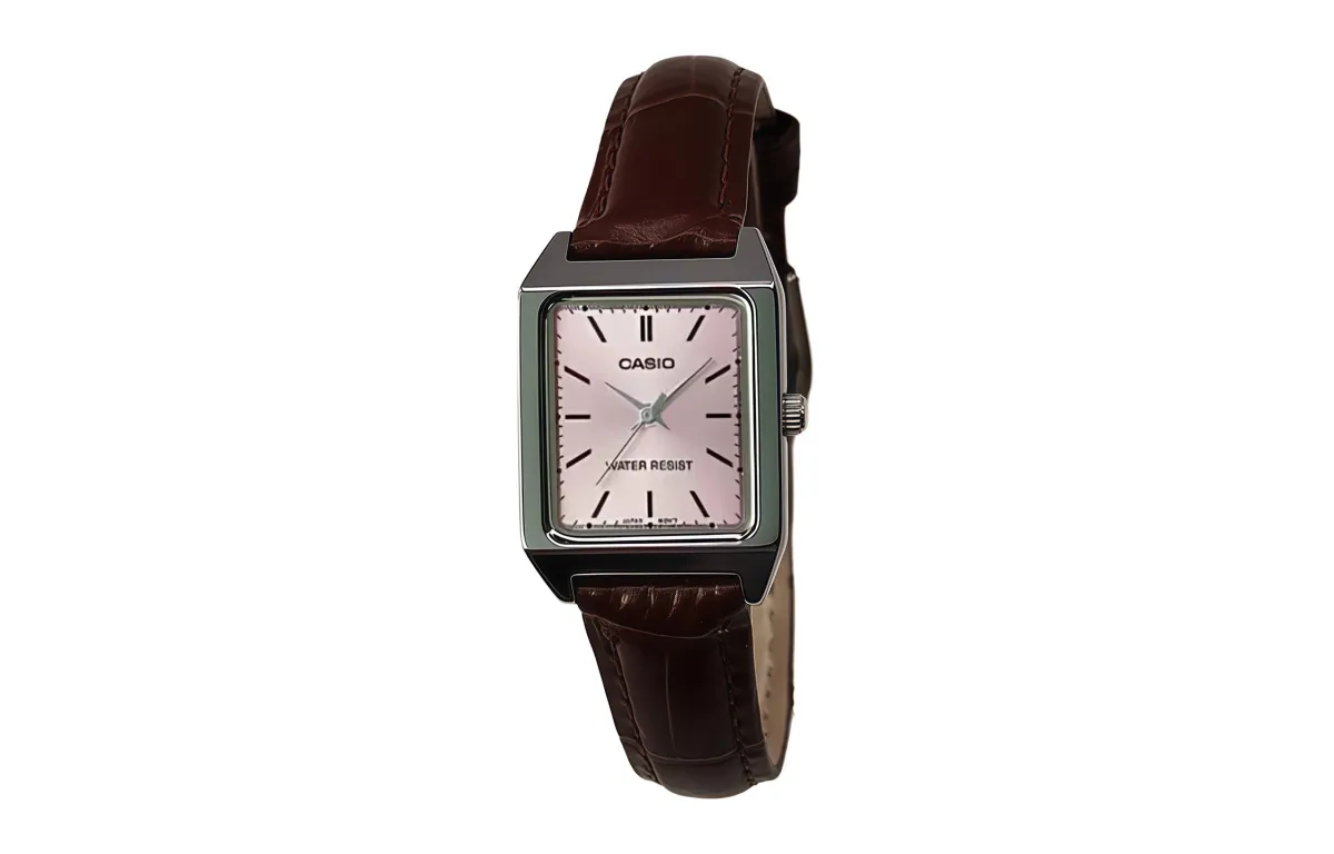 CASIO Custom Collection Quartz Movement Cow Leather Strap Watch Women's Watch Pink Watch Dial