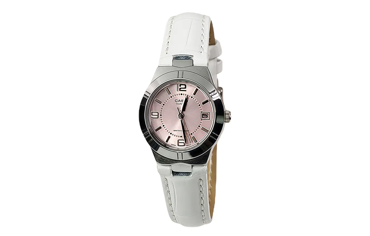 CASIO Custom Collection Quartz Movement Genuine Leather Strap Watch Women's Watch Pink Watch Dial