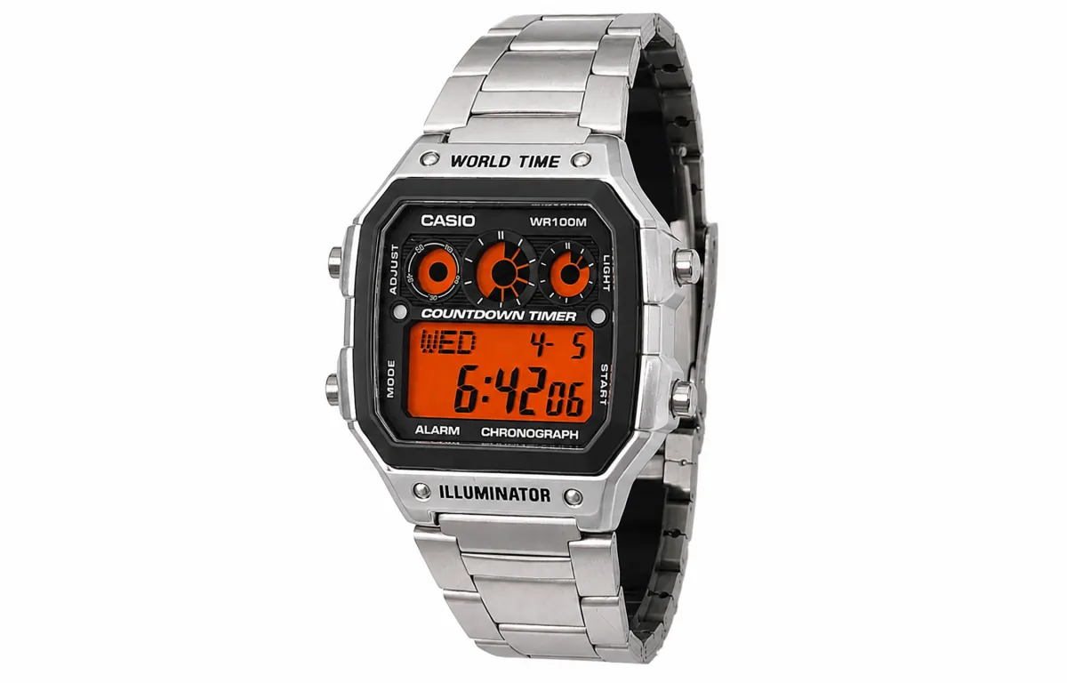 CASIO Custom Collection Quartz Movement Stainless Steel Strap Watch Men's Watches Black Dial