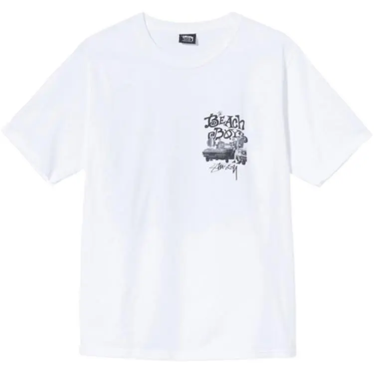 Stussy T-Shirts Unisex White Crew Neck Moderate Straight Fit
