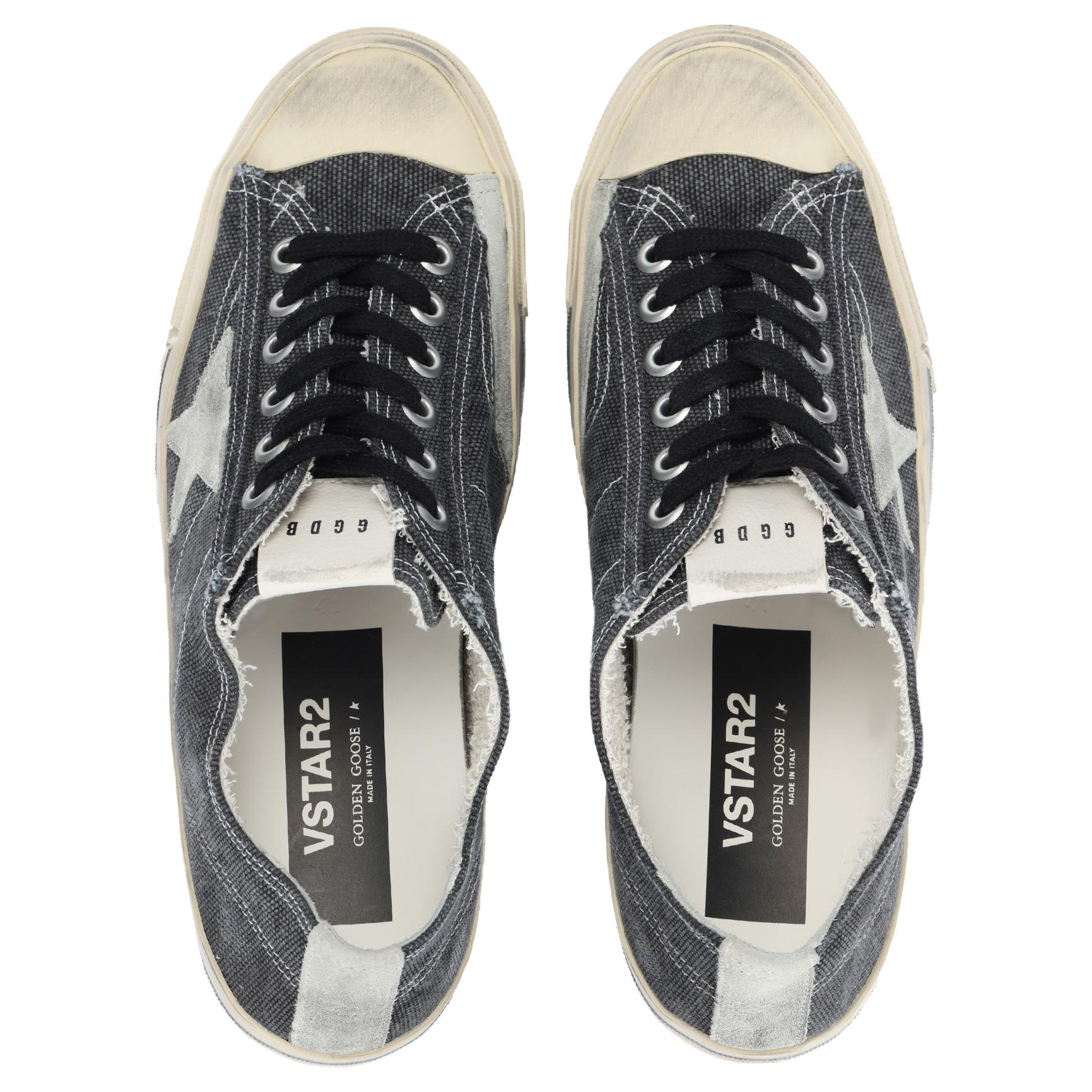 Golden Goose V Star Low top Skateboard Shoes Women's Black Distressed