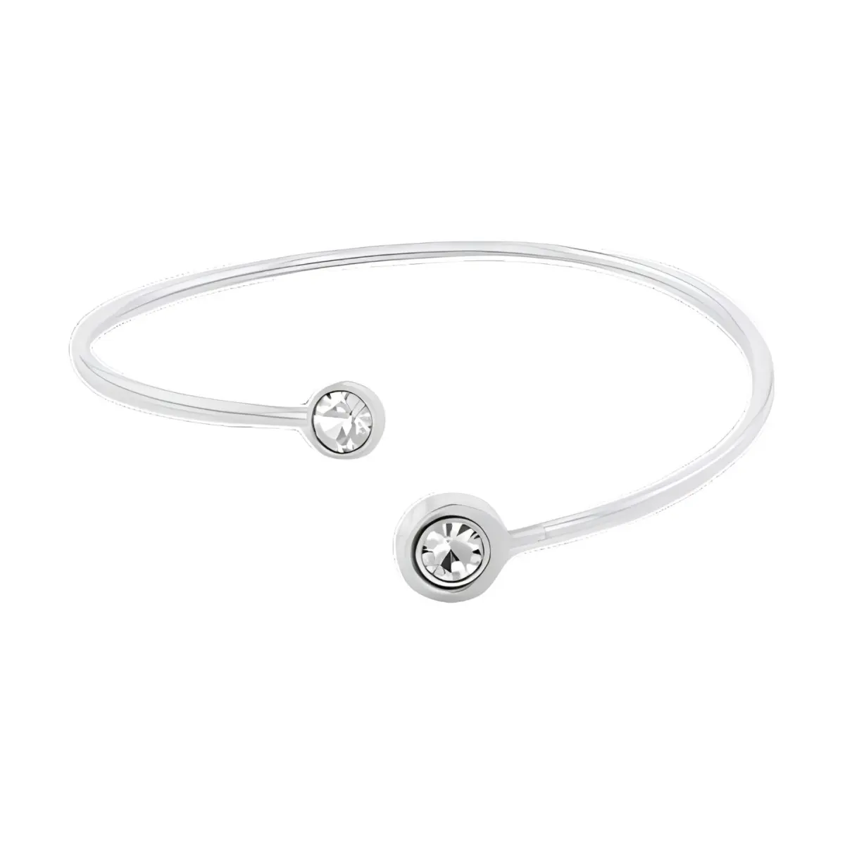 CALVIN KLEIN Original Design 316L Stainless Steel & Artificial Crystal Niche, Trendy, Versatile, Bangle Women's Silver