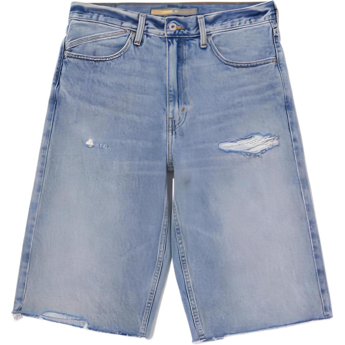 Levi’s SS24 SILVERTAB series solid color distressed ripped loose denim shorts men’s light blue