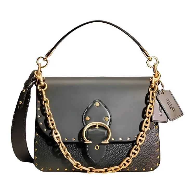 COACH Beat Cow Leather One Shoulder Handbag Medium Women's Amazon Green