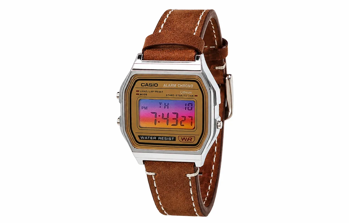 CASIO Custom Collection Quartz Movement Leather Strap Watch Men's Watches Yellow Watch Dial