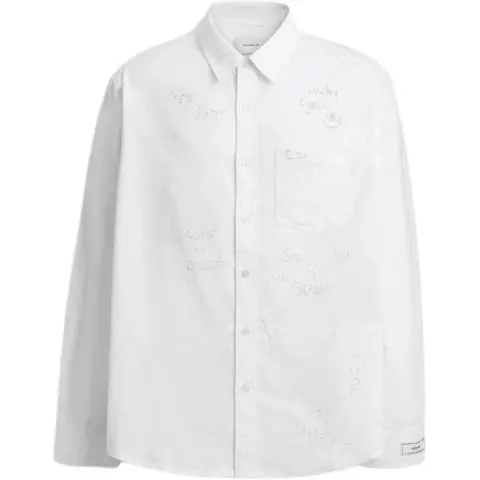 COACH Shirts Men's White Lapel Moderate