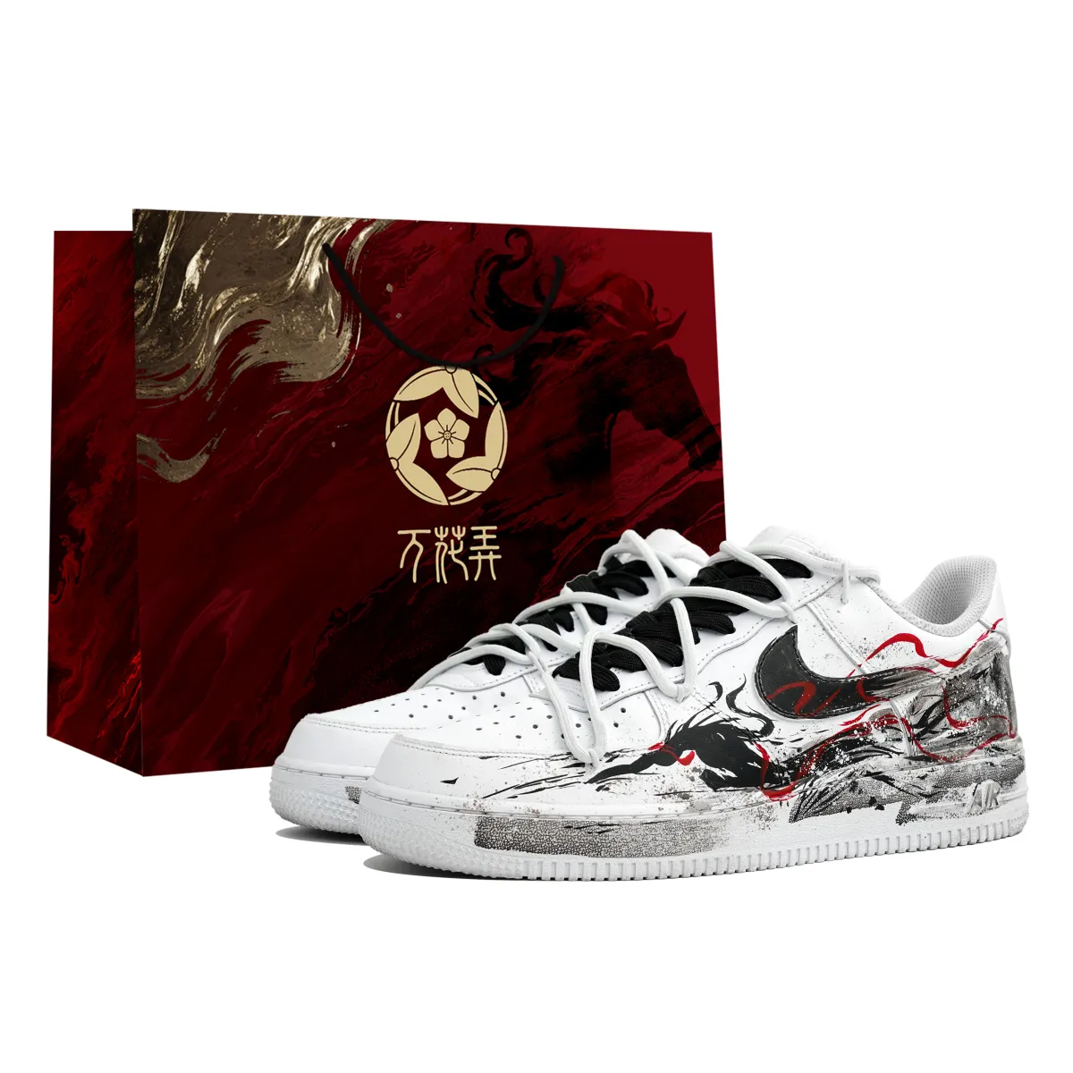 Nike Air Force 1 Ten Thousand Flowers, Dragon Sparrows, Gift Bags Slip Resistant Abrasion Resistant Low top