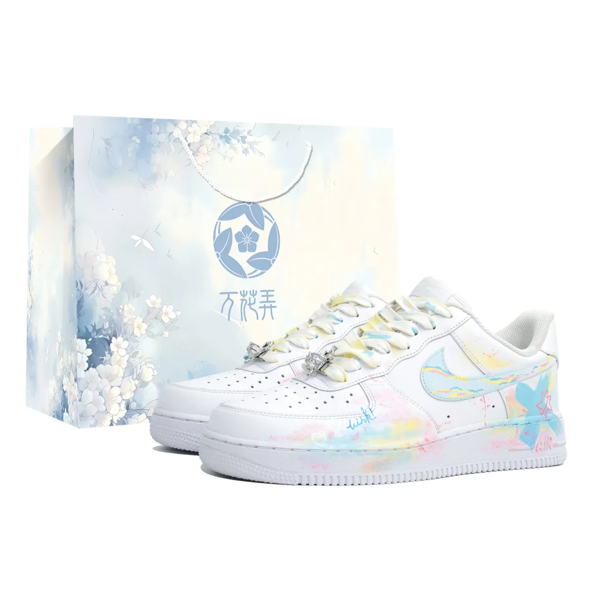 Nike Air Force 1 Kaleidoscope Monet Garden Box Slip Resistant Abrasion Resistant Low top Skateboard Shoes Unisex
