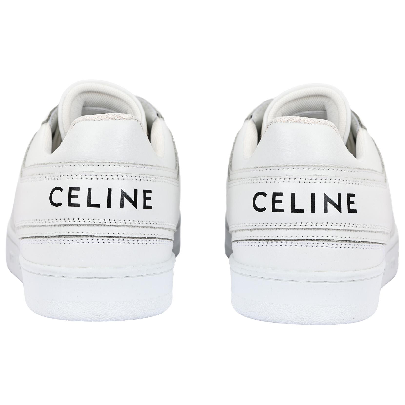 CELINE Trainer Leather Lace Up Low top Stylish Skateboarding Shoes Women's White