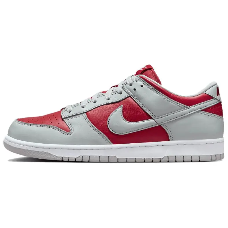 Nike Dunk Low Skate Shoes Unisex Low Top Gray Red