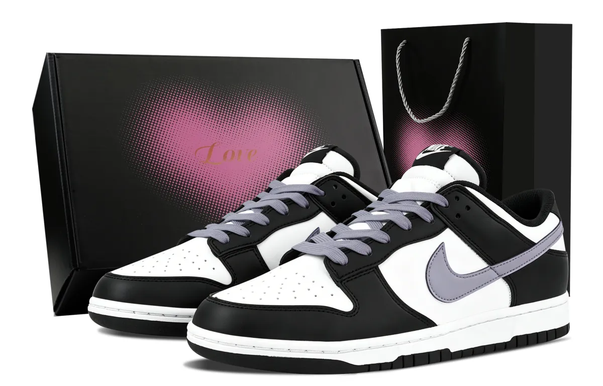Nike Dunk Taro Romantic Heart Box Low top Skateboard Shoes Unisex Black White Purple