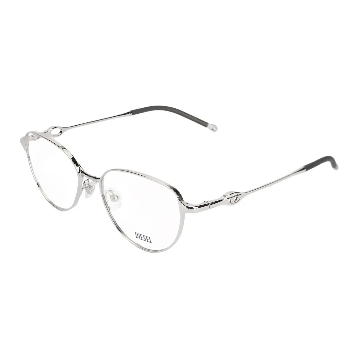 DIESEL Irregular Shape Eyeglass Frames Unisex Silver