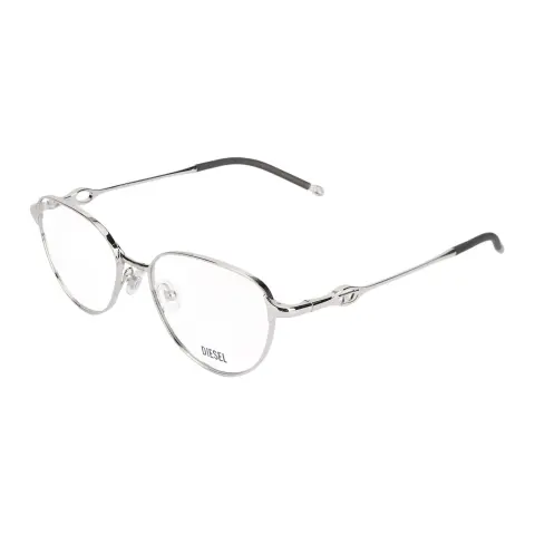 DIESEL Irregular Shape Eyeglass Frames Unisex Silver
