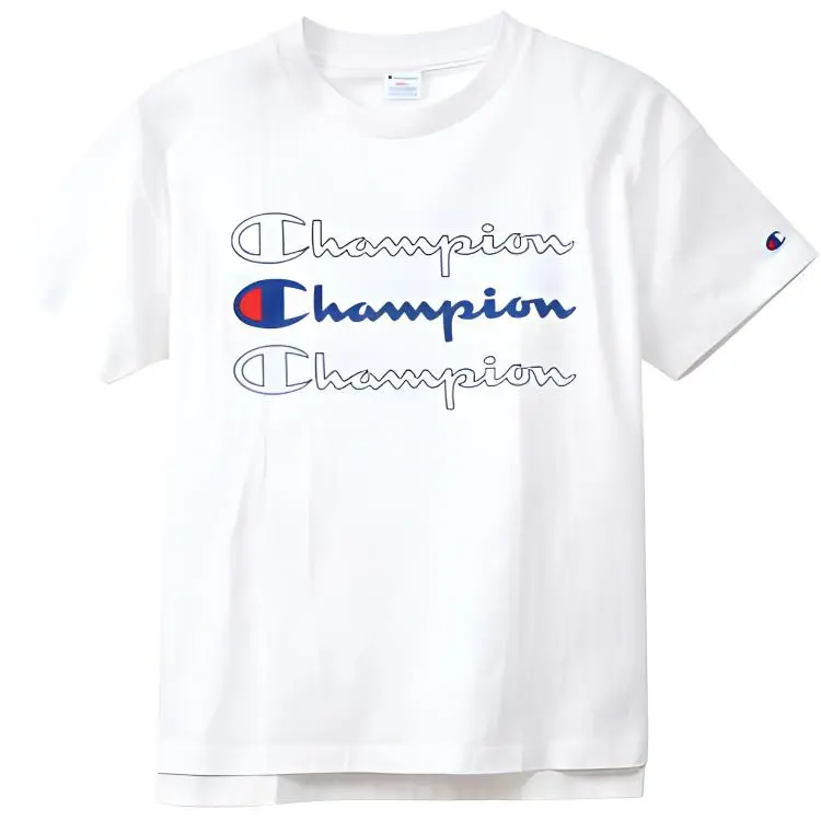 Champion T-Shirts Unisex White Crew Neck Moderate
