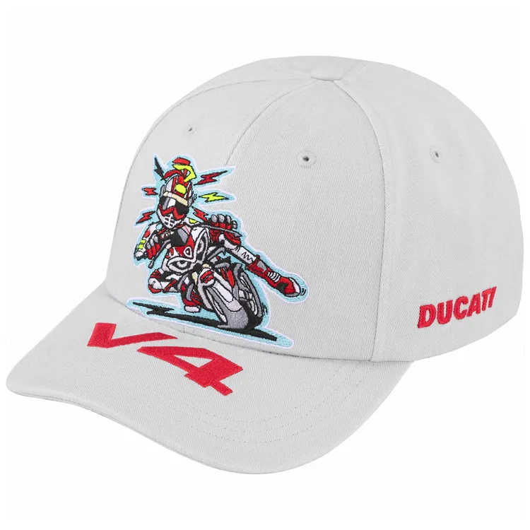 Supreme SS24 WEEK 16 Supreme®/DUCATI® 6-PANEL HAT Cotton Peaked Cap Unisex Couple Style Gray