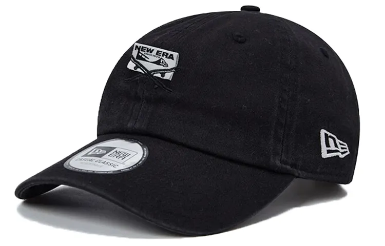 New Era Distressed Embroidered Logo Baseball Cap Black