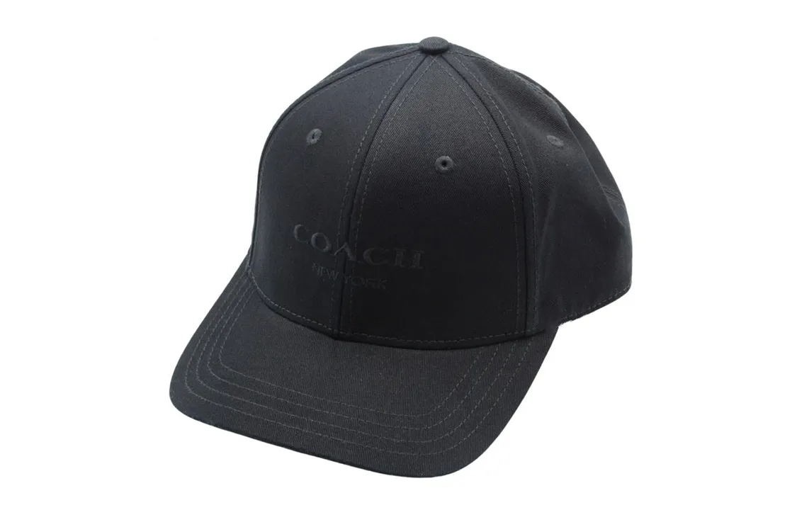 COACH Cotton, Leather Baseball Caps Men's Black