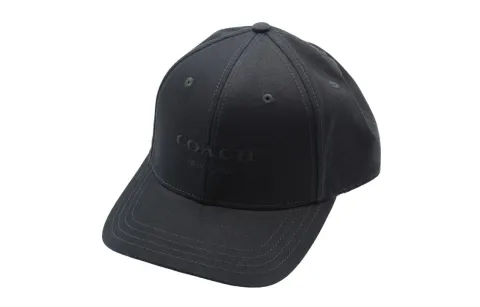 COACH Cotton, Leather Baseball Caps Men's Black