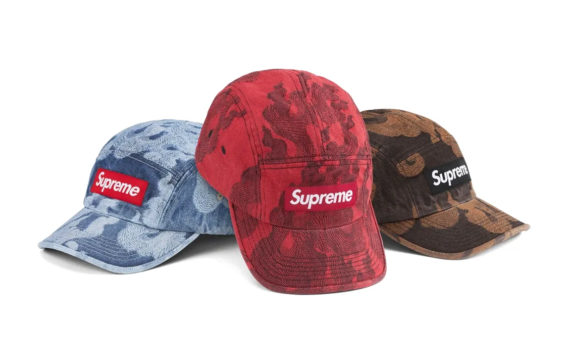 Supreme Flames Jacquard Denim Camp Cap