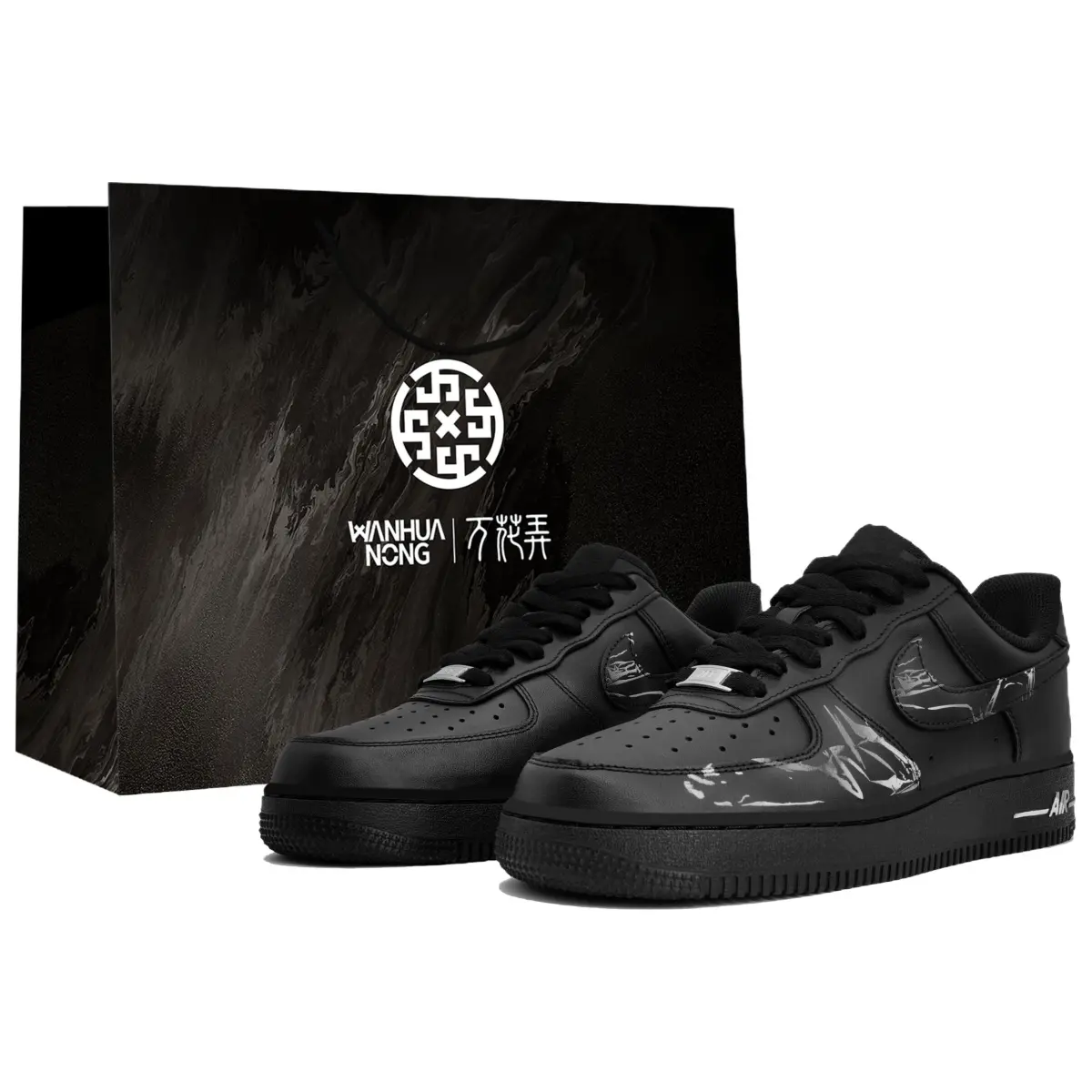 Nike Air Force 1 07 Wan Hua Tang, Never Compromise, Box Slip Resistant Low top Skateboard Shoes Unisex Premium Black