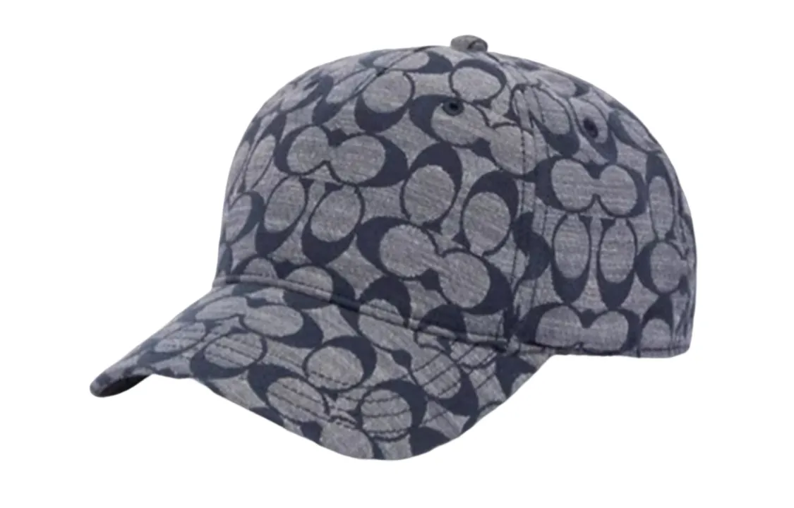 COACH Patterned Print Cotton Baseball Caps Women's Gray