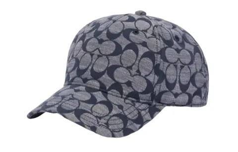 COACH Patterned Print Cotton Baseball Caps Women's Gray