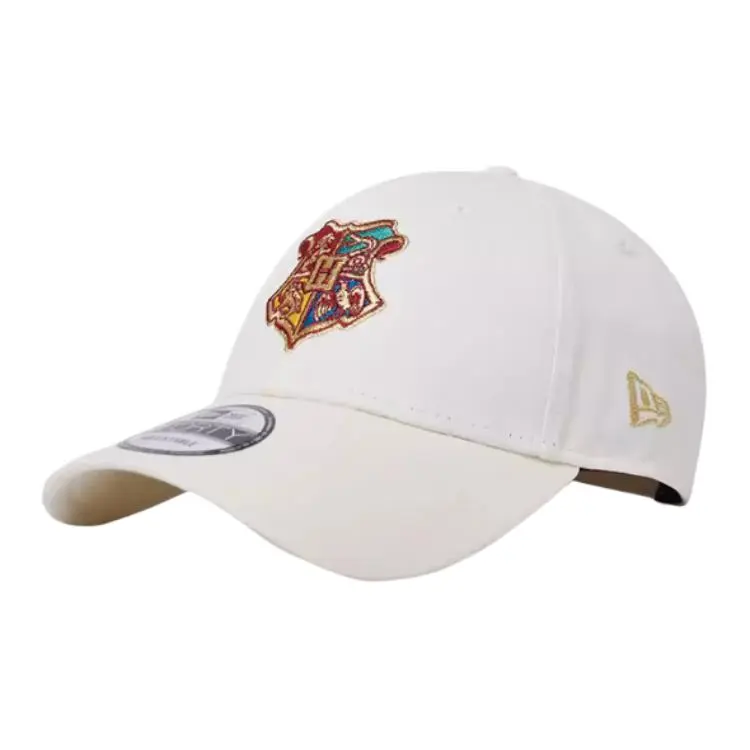 New Era Patterned Print Cotton Baseball Caps Unisex Milk White
