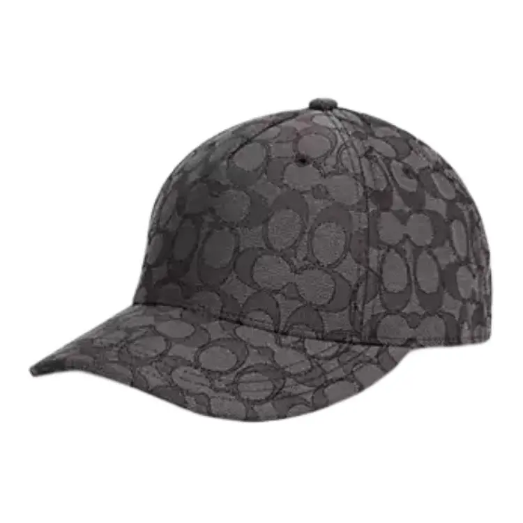 COACH Cow Leather Recycled Polyester Baseball Caps Unisex Charcoal Gray