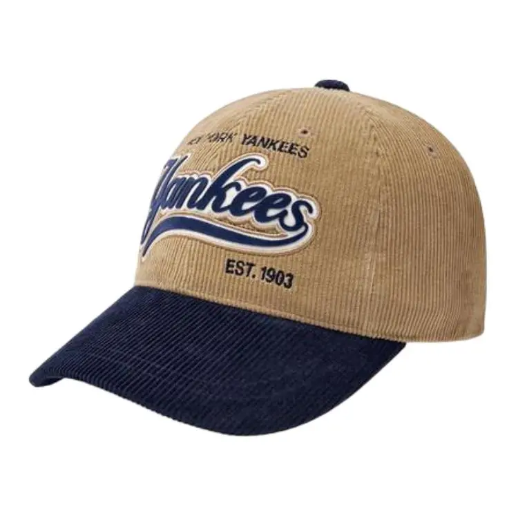 MLB Brand Logo Corduroy Baseball Caps Unisex Brown