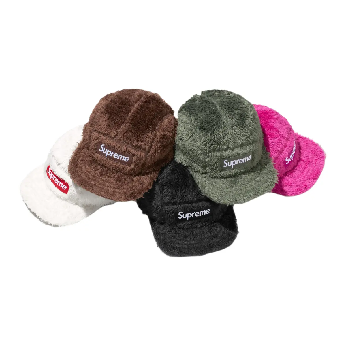 Supreme Polar Fleece Baseball Caps Unisex Green/Black/Pink/Brown/White