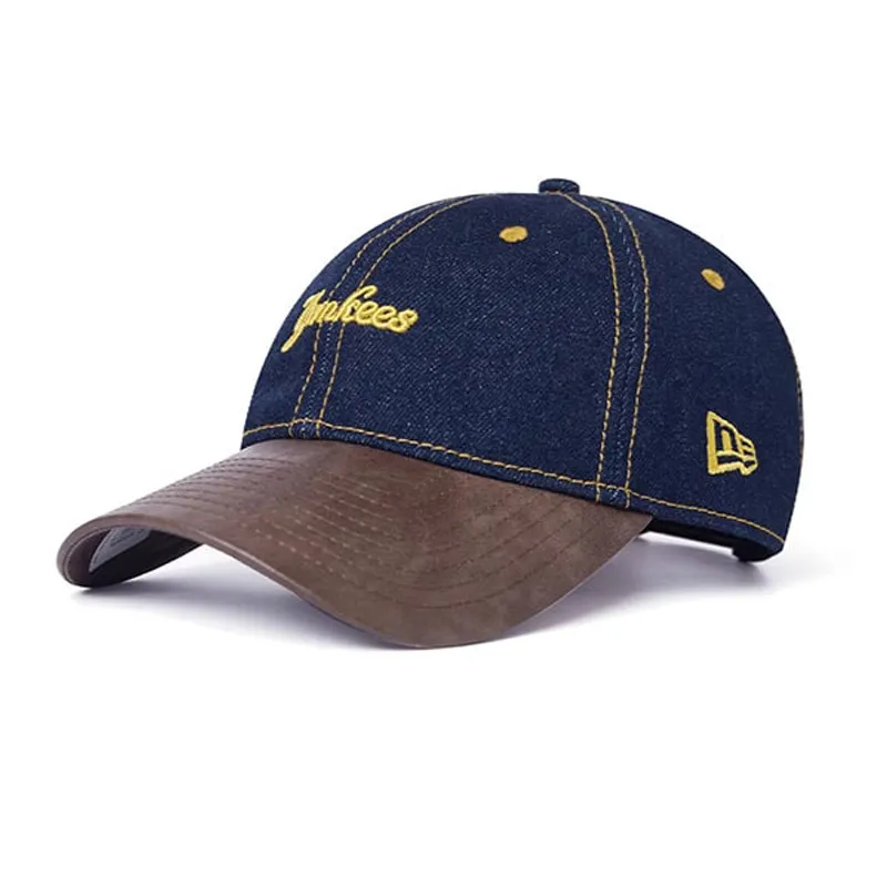 New Era Leather Denim Baseball Caps Unisex Blue/Brown