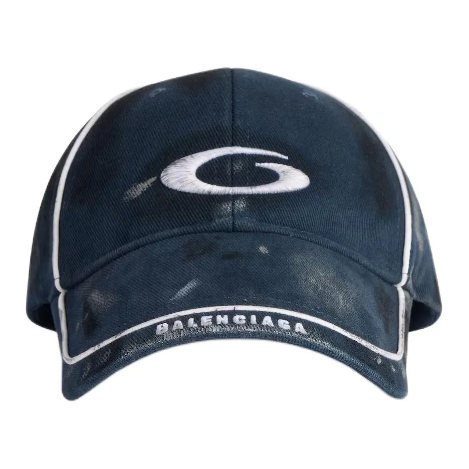 Balenciaga Logo Embroidered Distressed Cap