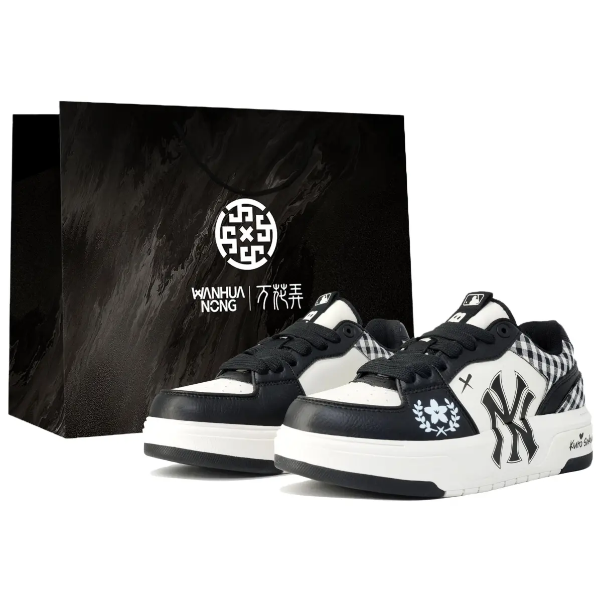 MLB Chunky Liner Slip Resistant Low top Skateboard Shoes Unisex Black White